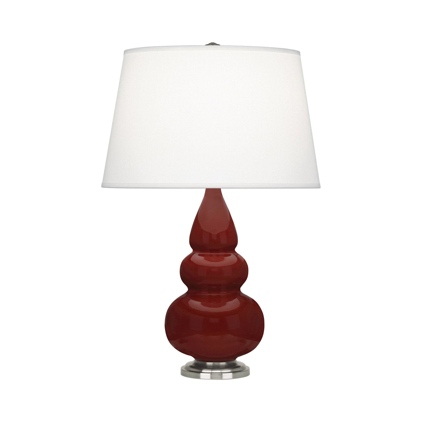 Triple Gourd Accent Lamp in Oxblood/Antique Silver.