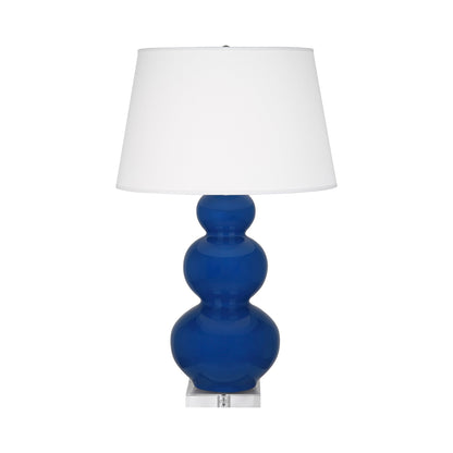 Triple Gourd Table Lamp in Cobalt/Lucite Base.