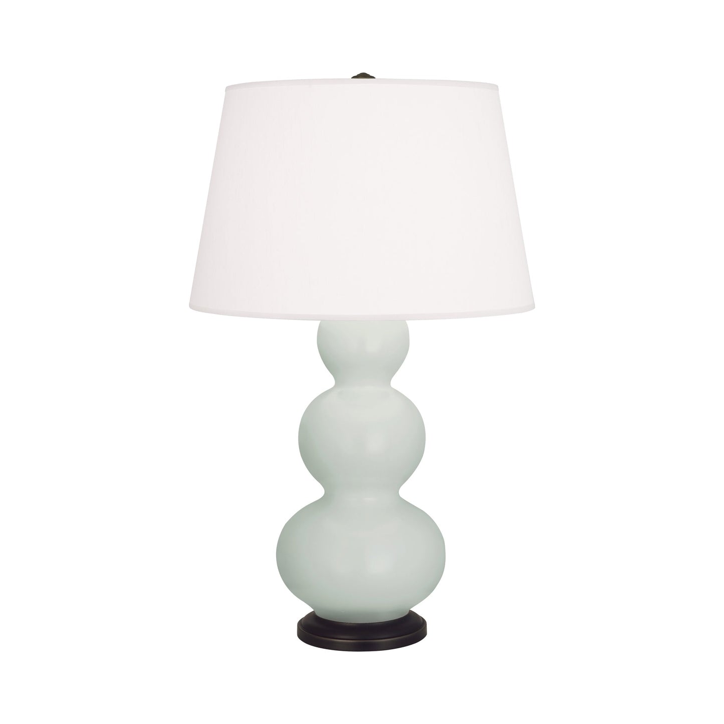 Triple Gourd Table Lamp in Matte Celadon/Deep Patina Bronze.