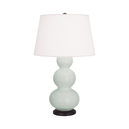 Triple Gourd Table Lamp in Matte Celadon/Deep Patina Bronze.