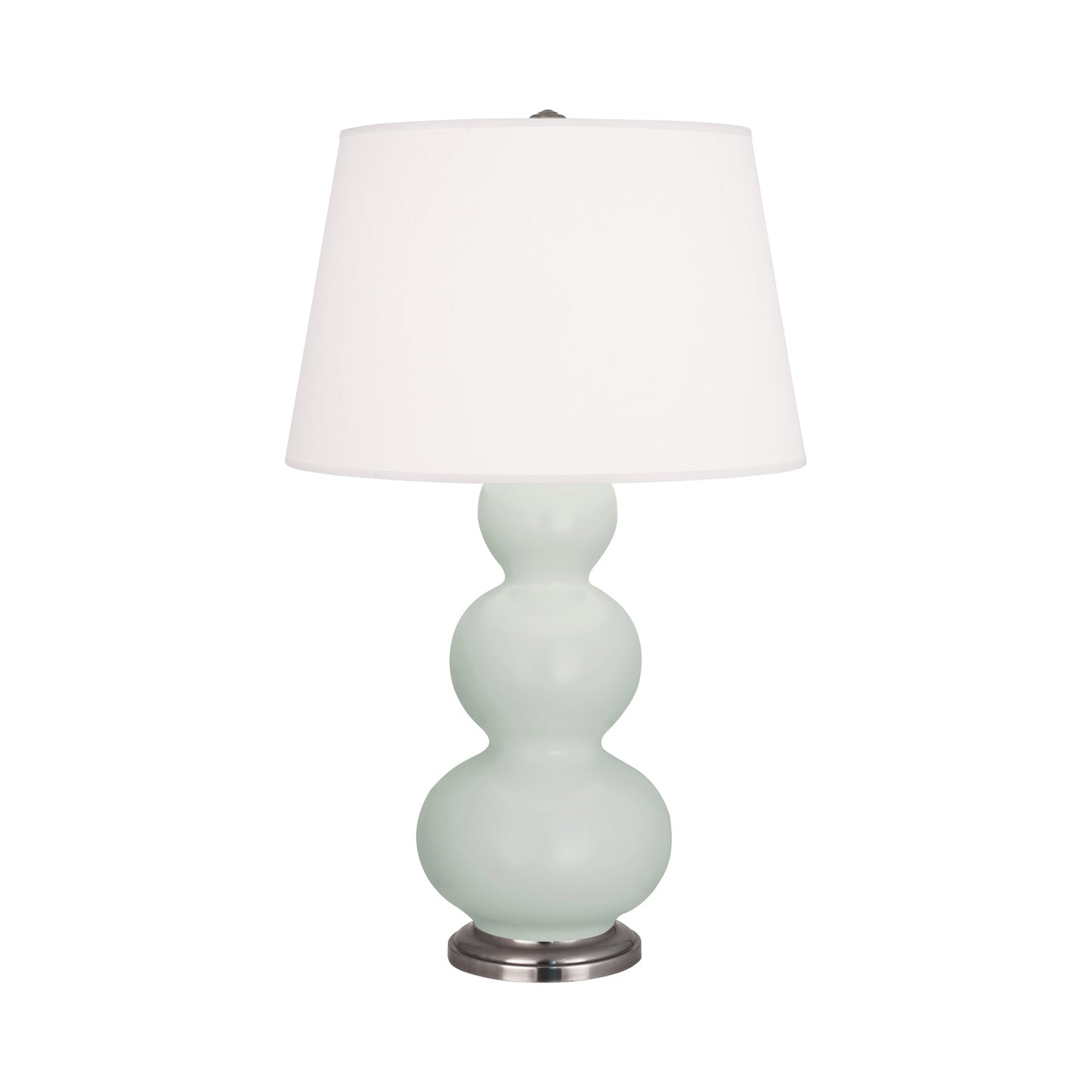 Triple Gourd Table Lamp in Matte Celadon/Antique Silver.