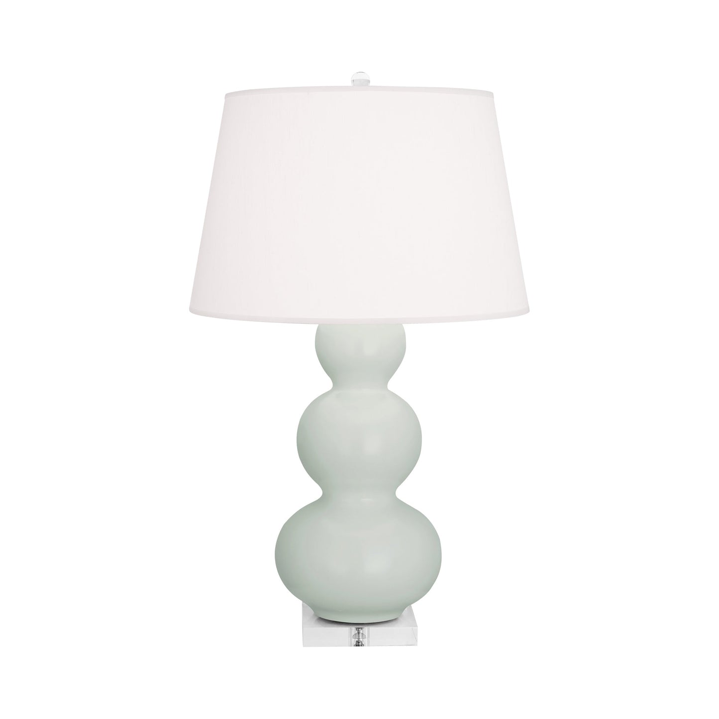 Triple Gourd Table Lamp in Matte Celadon/Lucite Base.