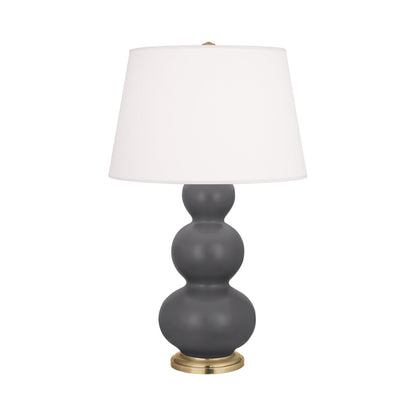 Triple Gourd Table Lamp in Matte Ash/Antique Brass.