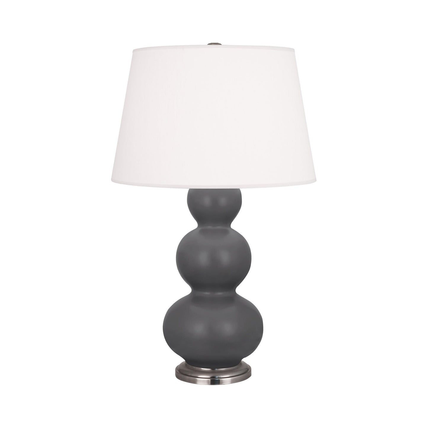 Triple Gourd Table Lamp in Matte Ash/Antique Silver.