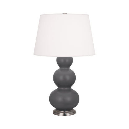 Triple Gourd Table Lamp in Matte Ash/Antique Silver.