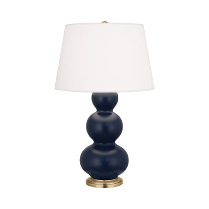 Triple Gourd Table Lamp in Matte Midnight Blue/Antique Brass.