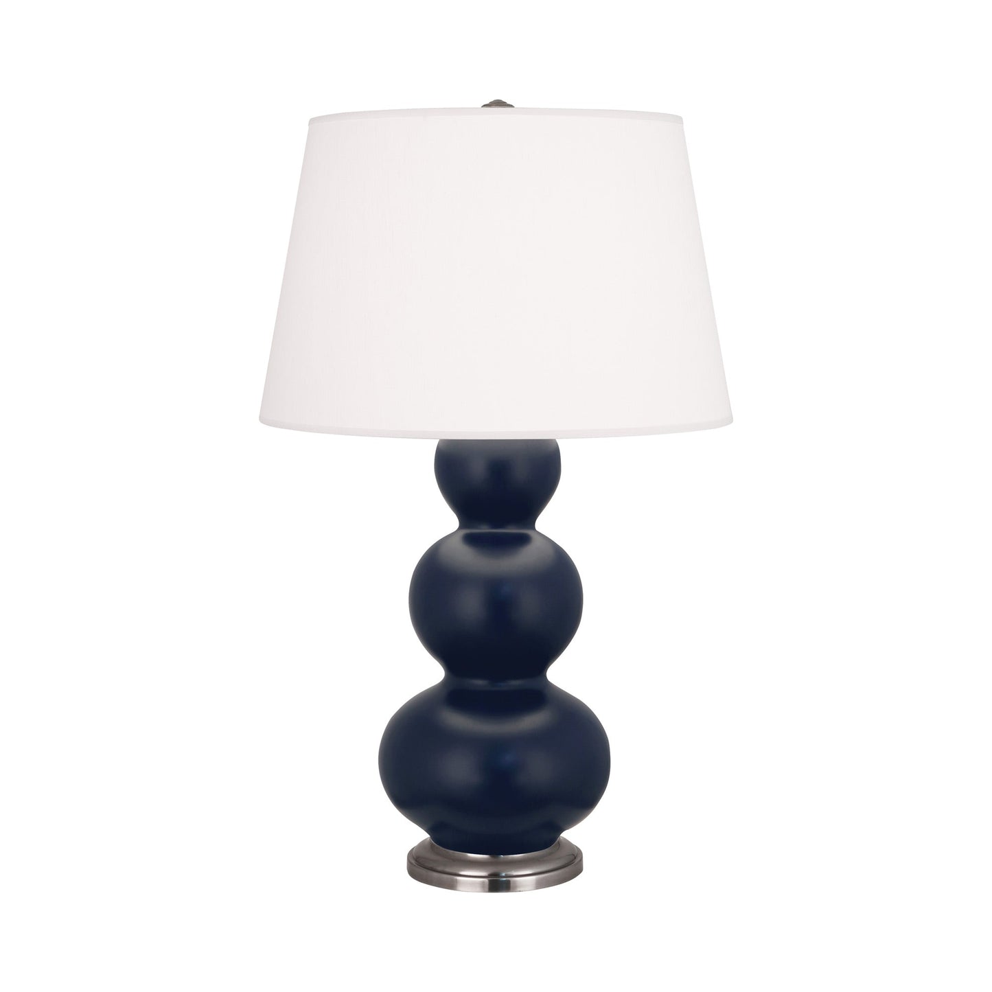 Triple Gourd Table Lamp in Matte Midnight Blue/Antique Silver.