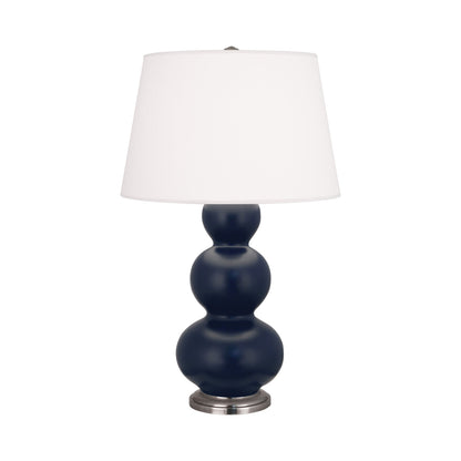Triple Gourd Table Lamp in Matte Midnight Blue/Antique Silver.