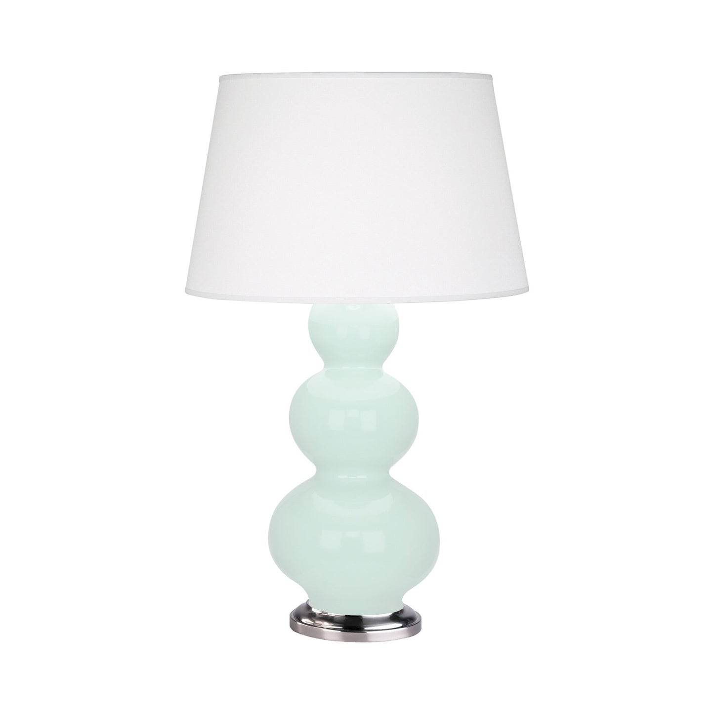 Triple Gourd Table Lamp in Mint/Antique Silver.