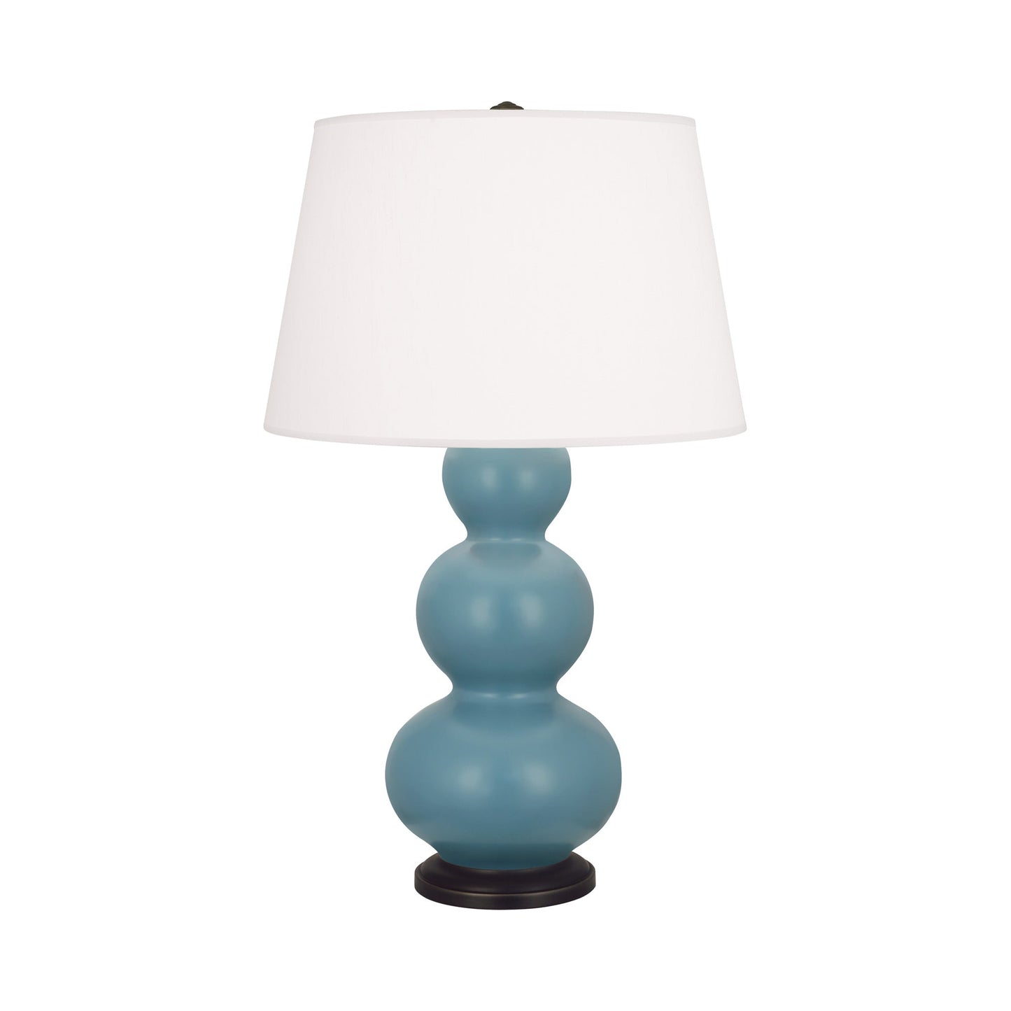 Triple Gourd Table Lamp in Matte Steel Blue/Deep Patina Bronze.
