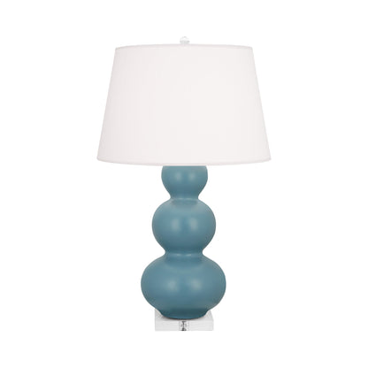 Triple Gourd Table Lamp in Matte Steel Blue/Lucite Base.