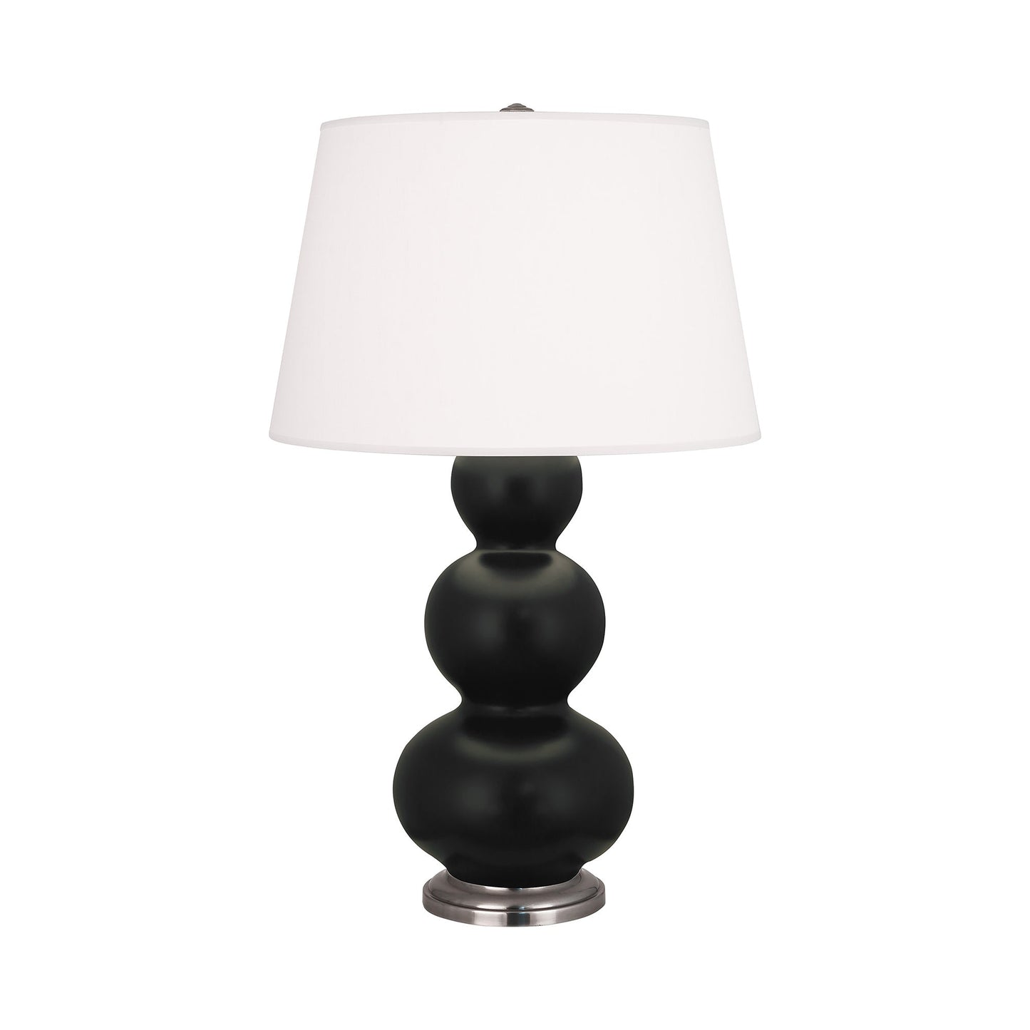 Triple Gourd Table Lamp in Matte Obsidian/Antique Silver.