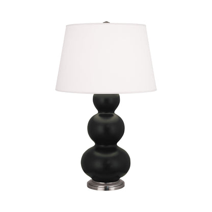 Triple Gourd Table Lamp in Matte Obsidian/Antique Silver.