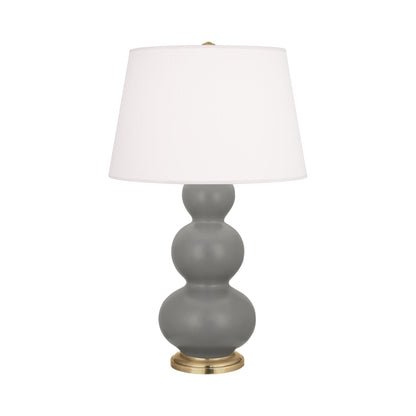 Triple Gourd Table Lamp in Matte Smokey Taupe/Antique Natural Brass.