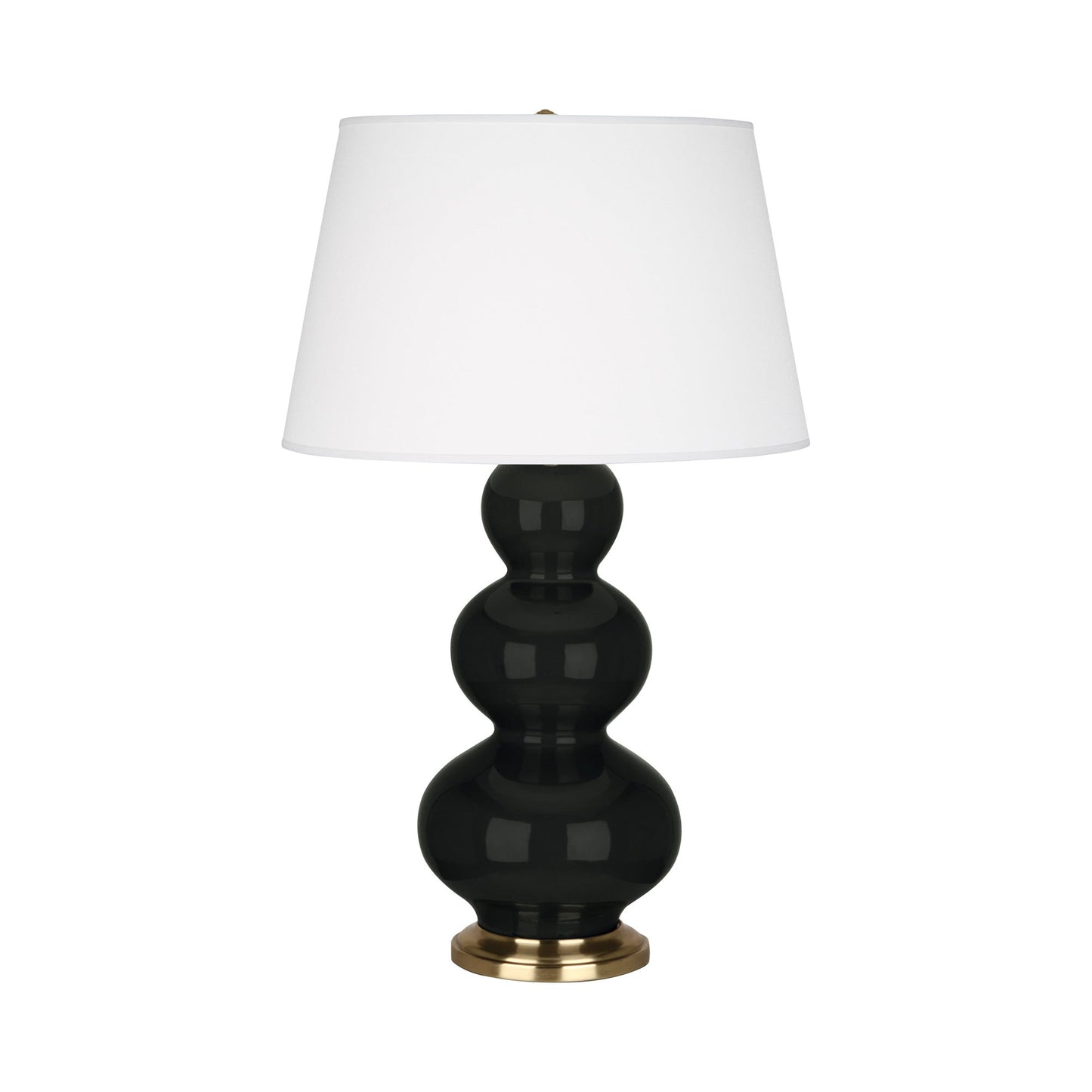 Triple Gourd Table Lamp in Obsidian/Antique Natural Brass.