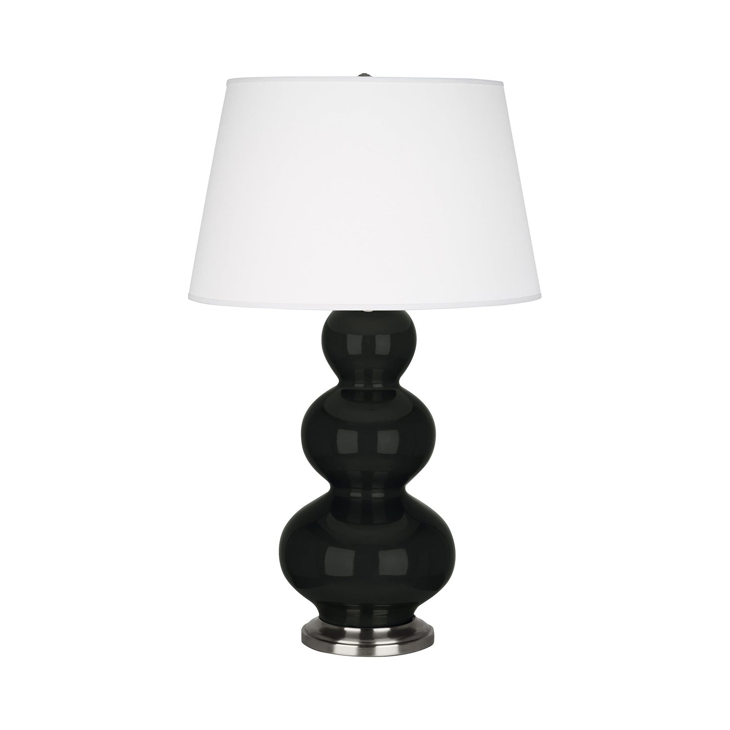 Triple Gourd Table Lamp in Obsidian/Antique Silver.