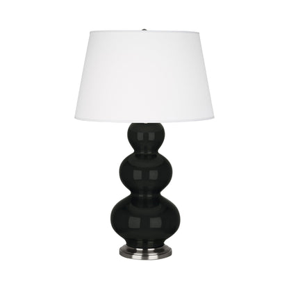 Triple Gourd Table Lamp in Obsidian/Antique Silver.
