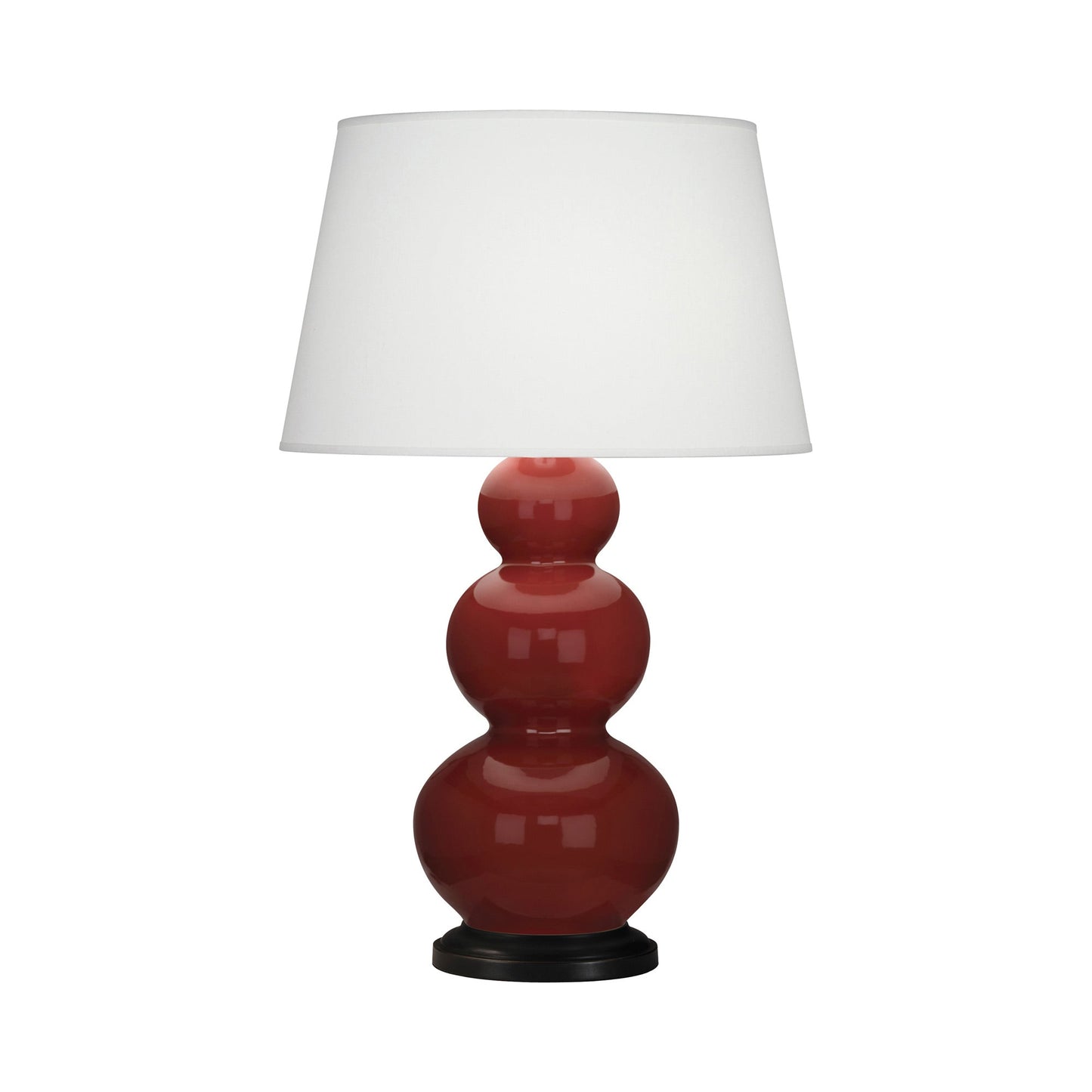 Triple Gourd Table Lamp in Oxblood/Deep Patina Bronze.