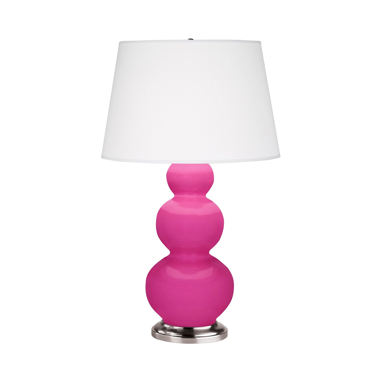 Triple Gourd Table Lamp in Razzle Rose/Antique Silver.