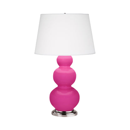 Triple Gourd Table Lamp in Razzle Rose/Antique Silver.