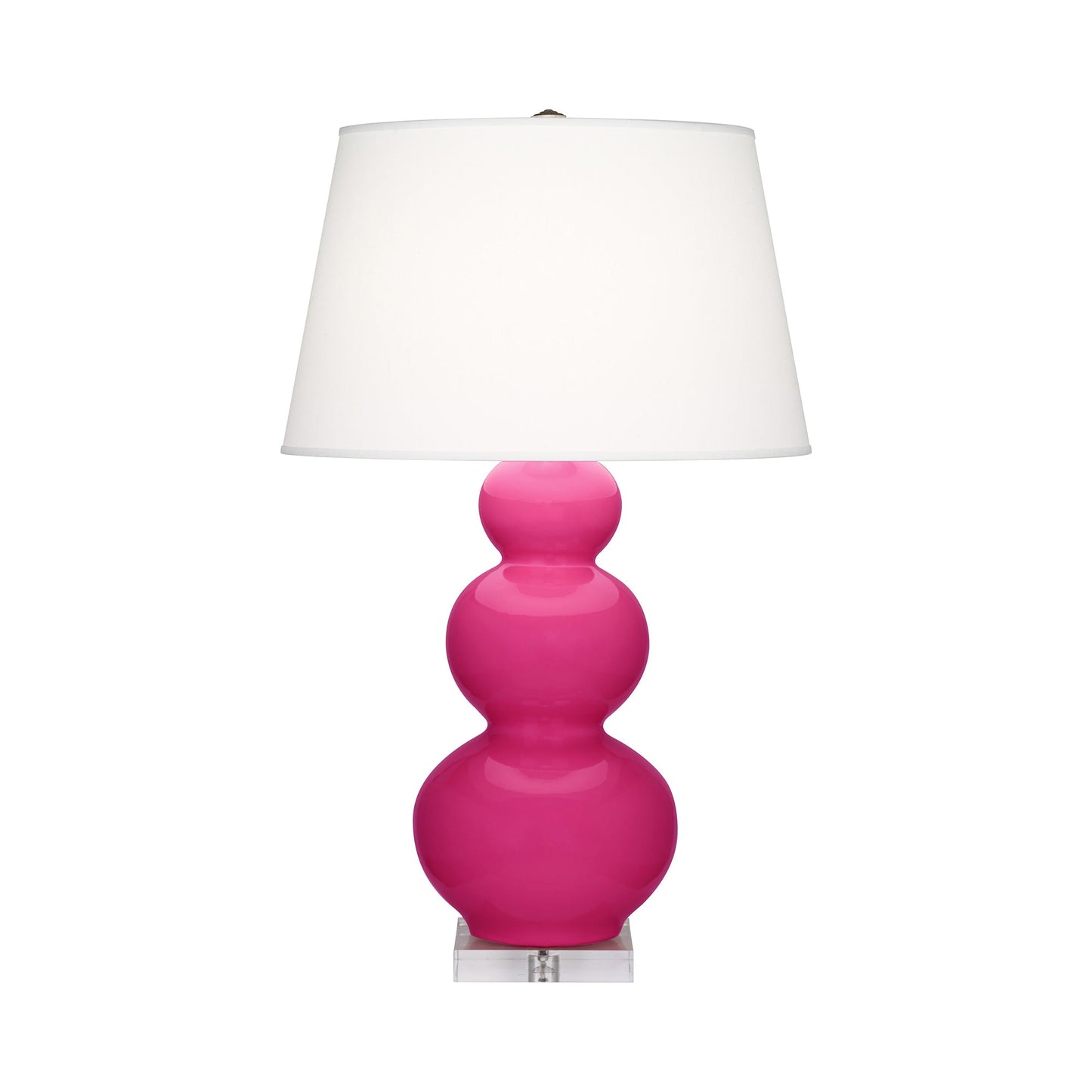 Triple Gourd Table Lamp in Razzle Rose/Lucite Base.