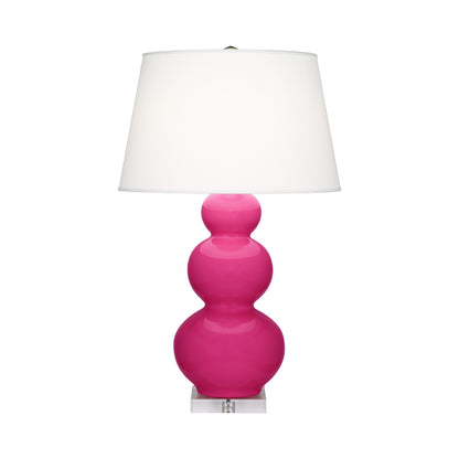 Triple Gourd Table Lamp in Razzle Rose/Lucite Base.