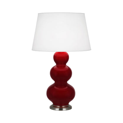 Triple Gourd Table Lamp in Sangria/Antique Silver.