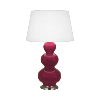 Triple Gourd Table Lamp in Sugar Plum/Antique Silver.