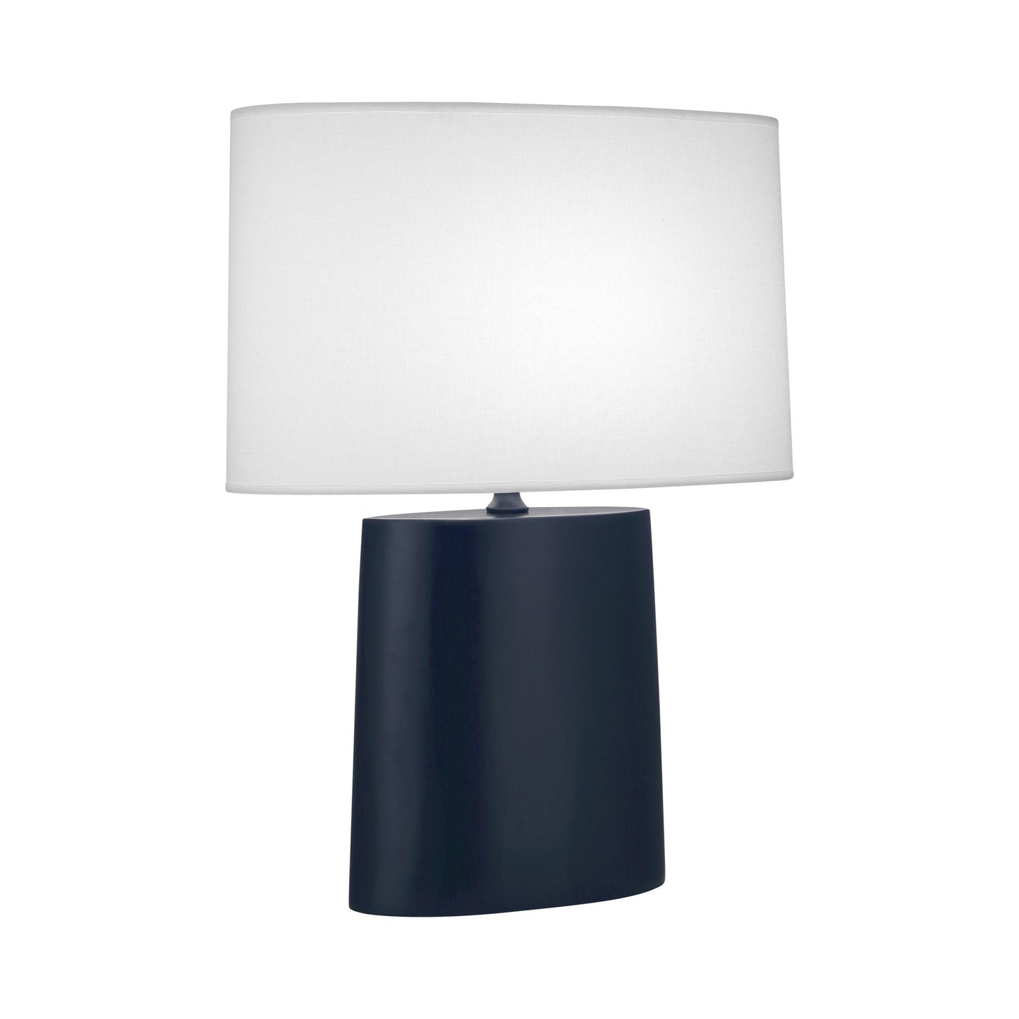 Victor Table Lamp in Matte Midnight Blue.