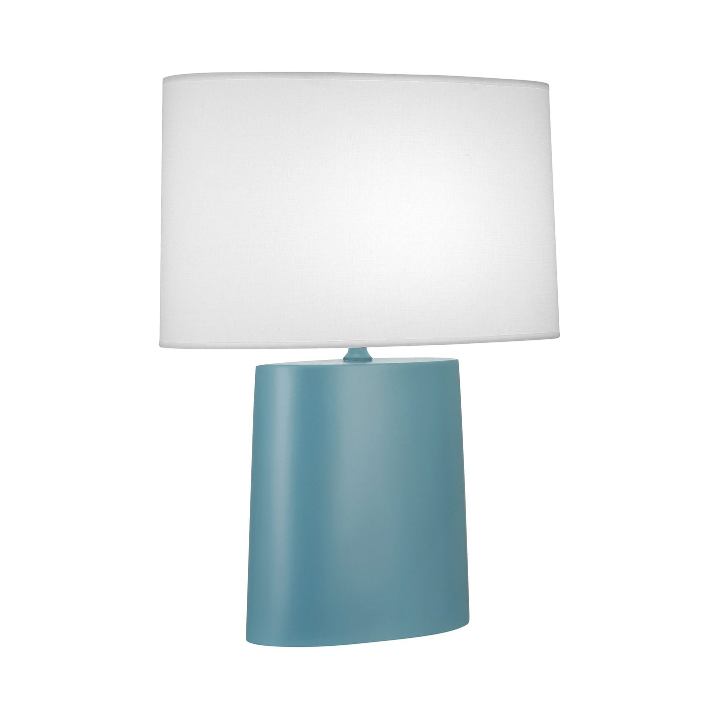Victor Table Lamp in Matte Steel Blue.