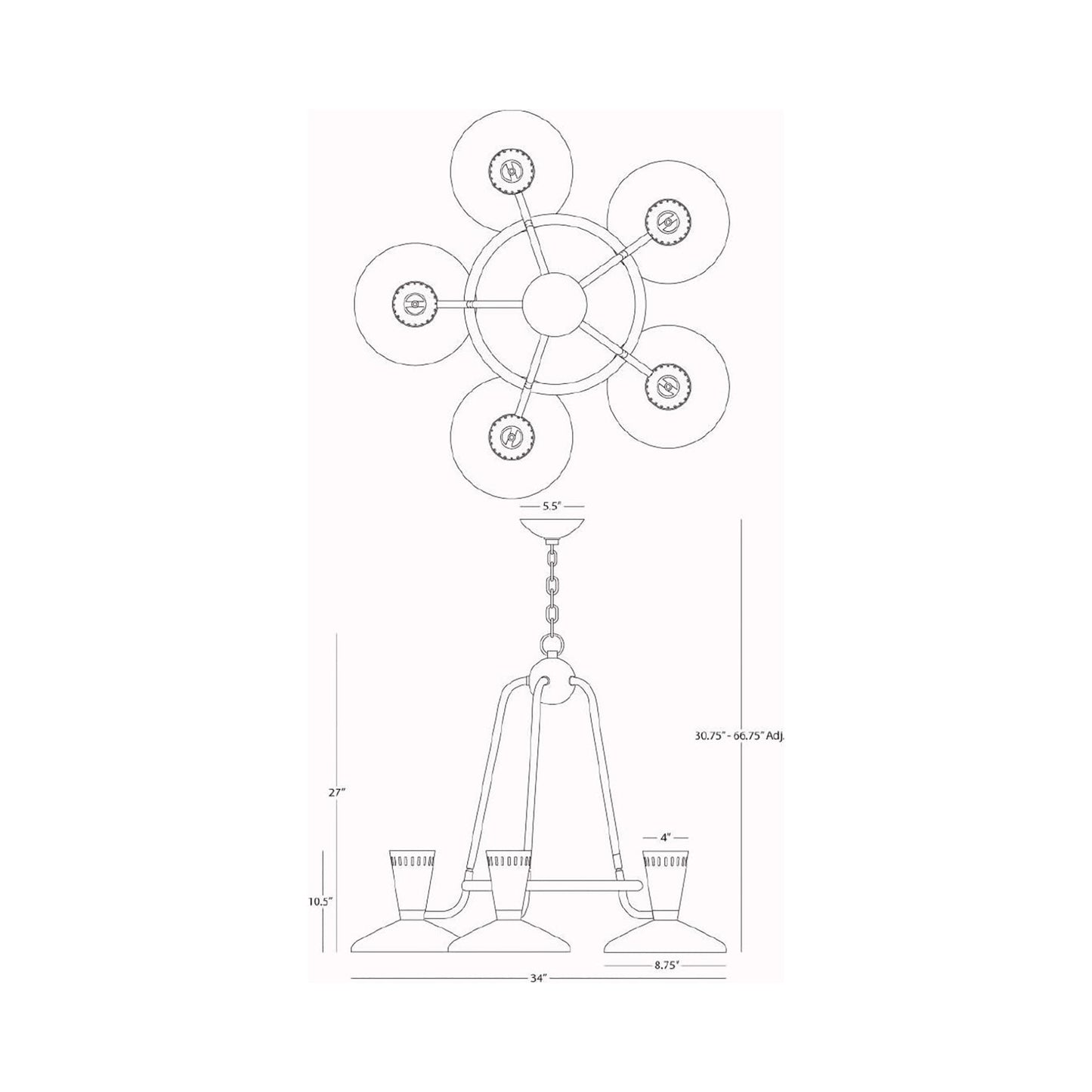 Vortex Chandelier - line drawing.