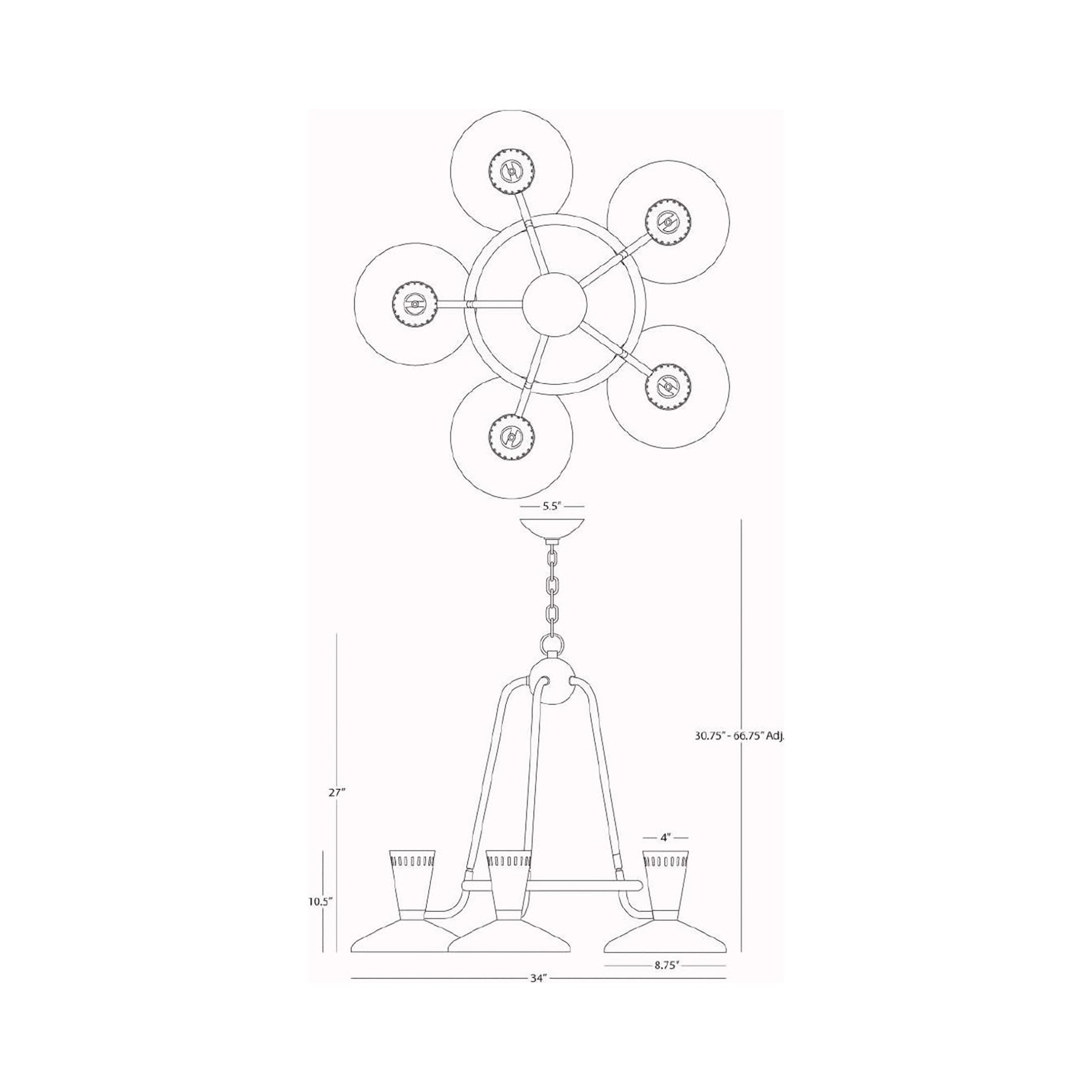 Vortex Chandelier - line drawing.