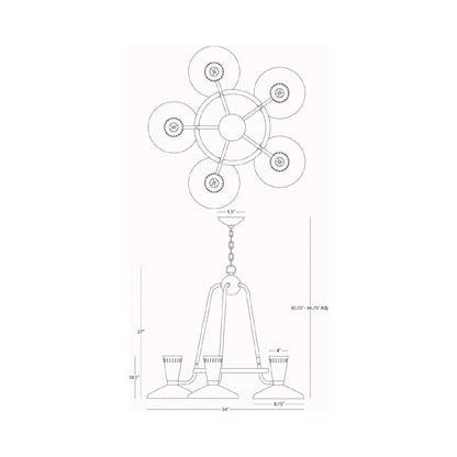 Vortex Chandelier - line drawing.