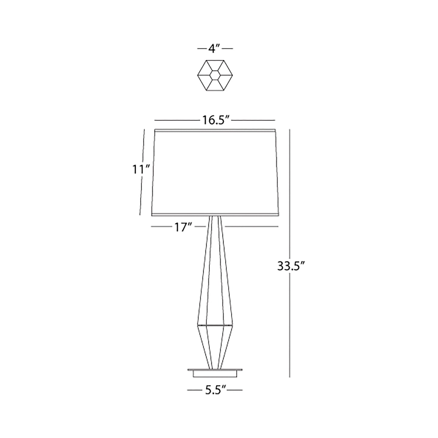 Wheatley Table Lamp - line drawing.