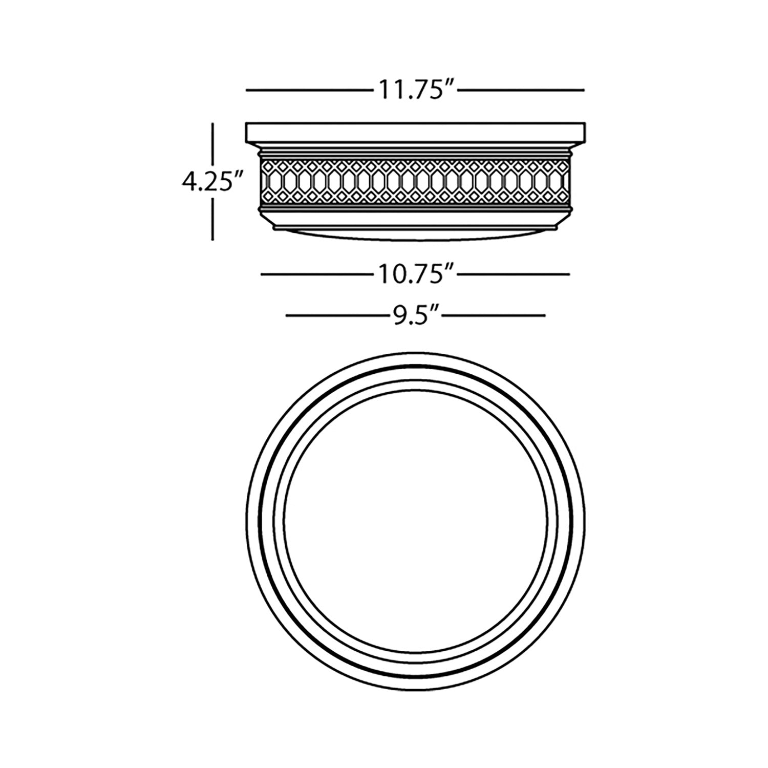 Williamsburg Tucker Flush Mount Ceiling Light - line drawing.