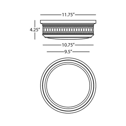 Williamsburg Tucker Flush Mount Ceiling Light - line drawing.