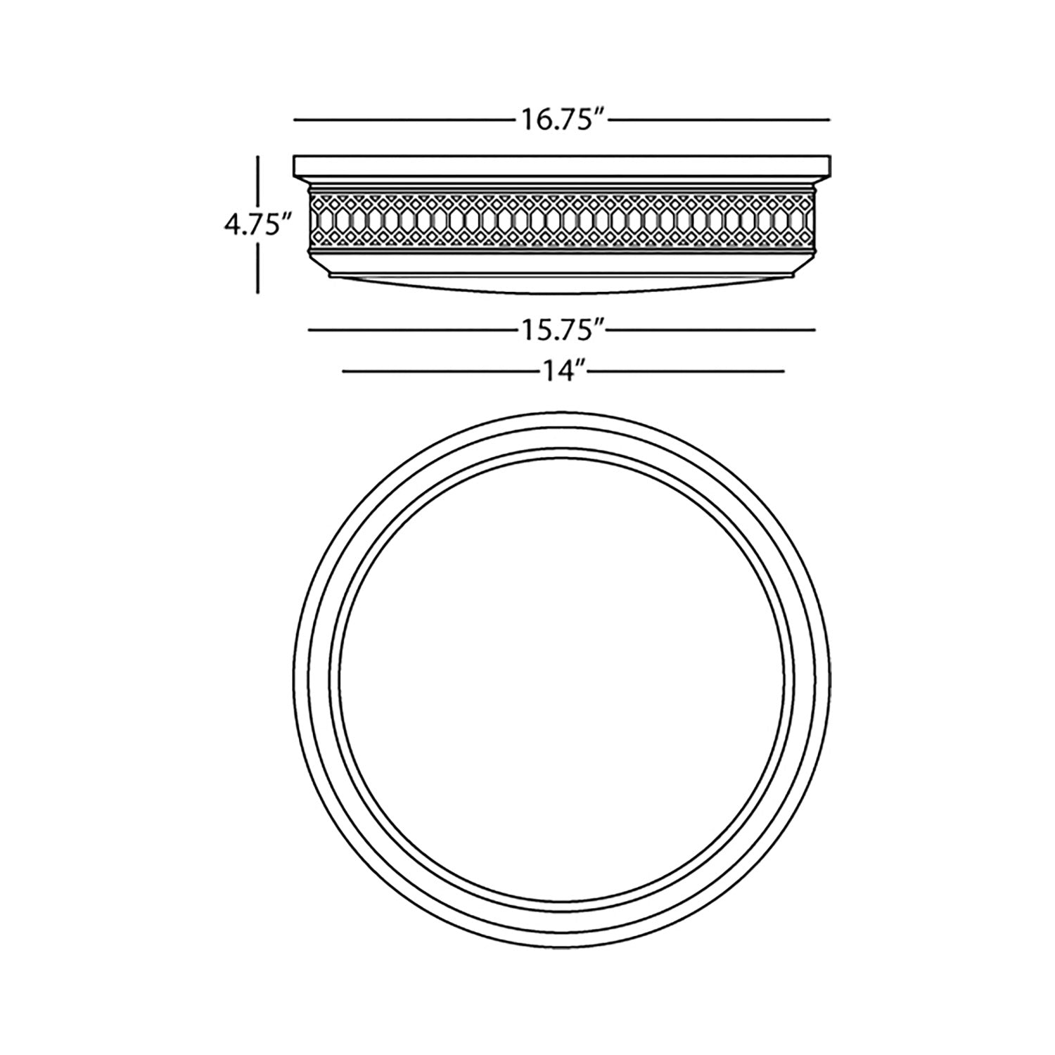 Williamsburg Tucker Flush Mount Ceiling Light - line drawing.