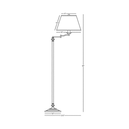 Wilton Swing Arm Floor Lamp - line drawing.