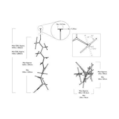 Agnes Cascade Chandelier - line drawing.