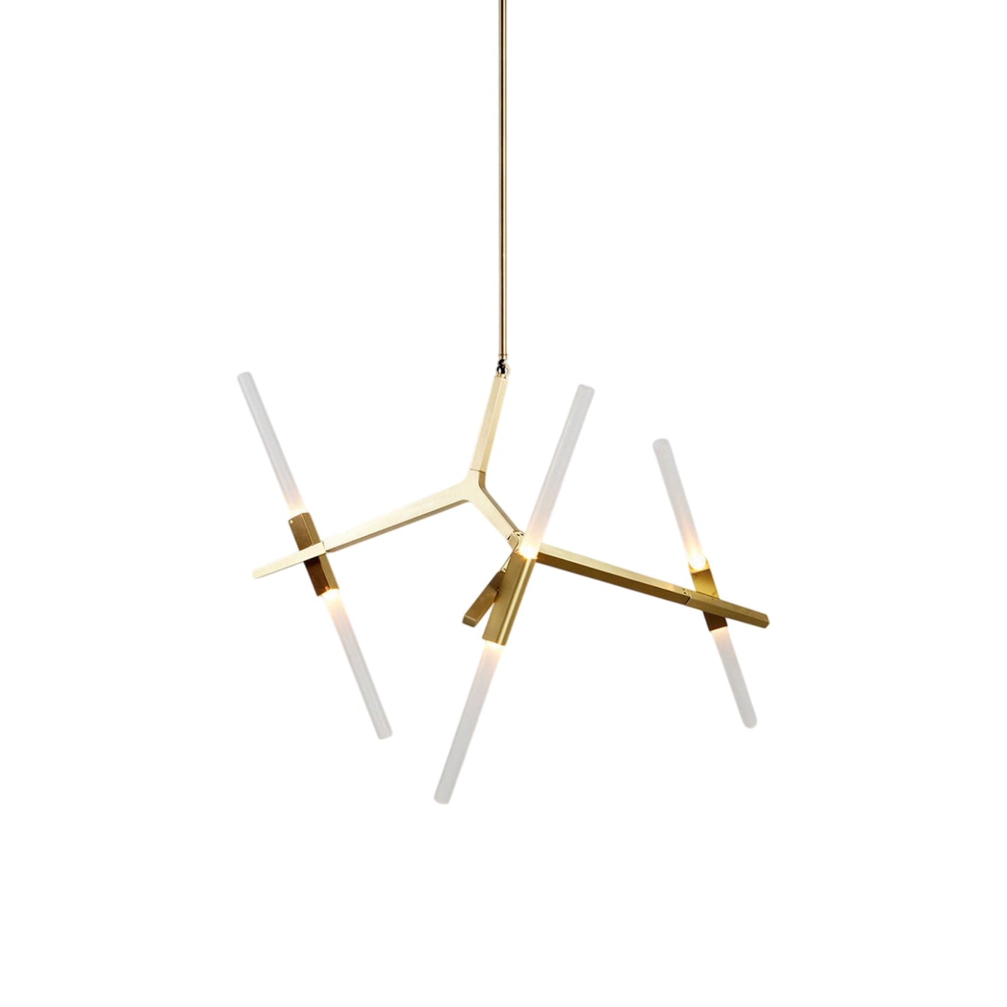 Agnes Chandelier in Brushed Brass/Straight-cut (6-Light).
