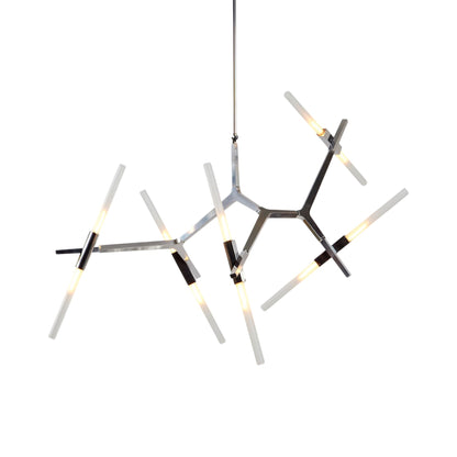 Agnes Chandelier in Polished Nickel/Straight-cut (10-Light).