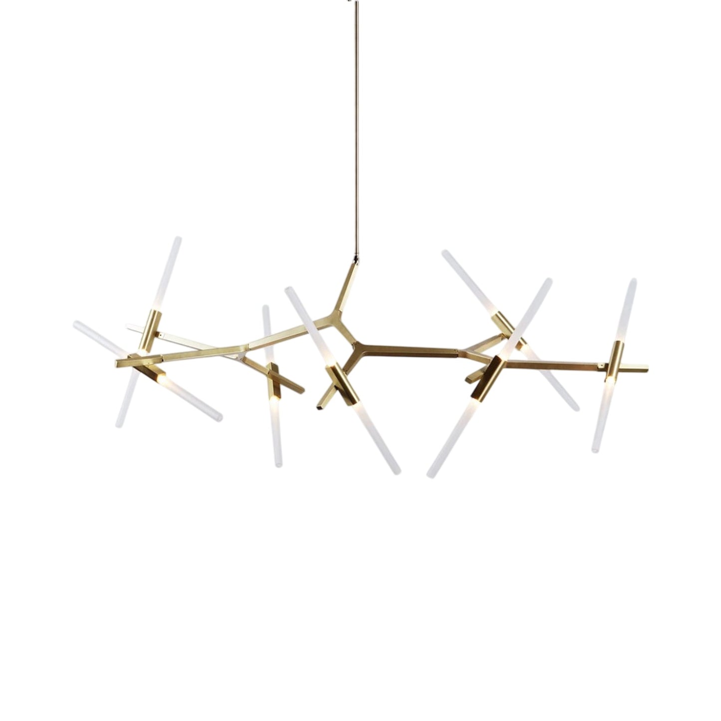 Agnes Chandelier in Brushed Brass/Straight-cut (14-Light).