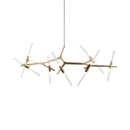 Agnes Chandelier in Brushed Brass/Straight-cut (14-Light).