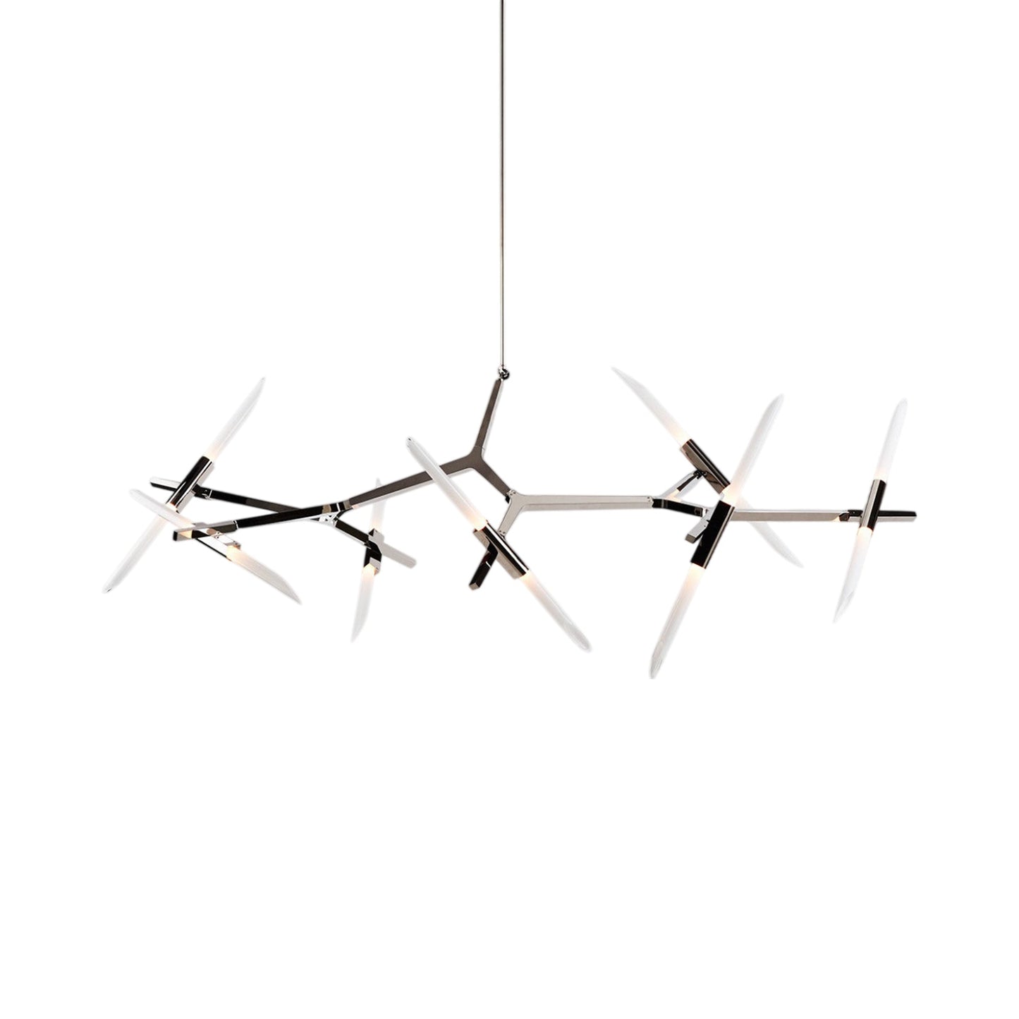 Agnes Chandelier in Polished Nickel/Angle-cut (14-Light).
