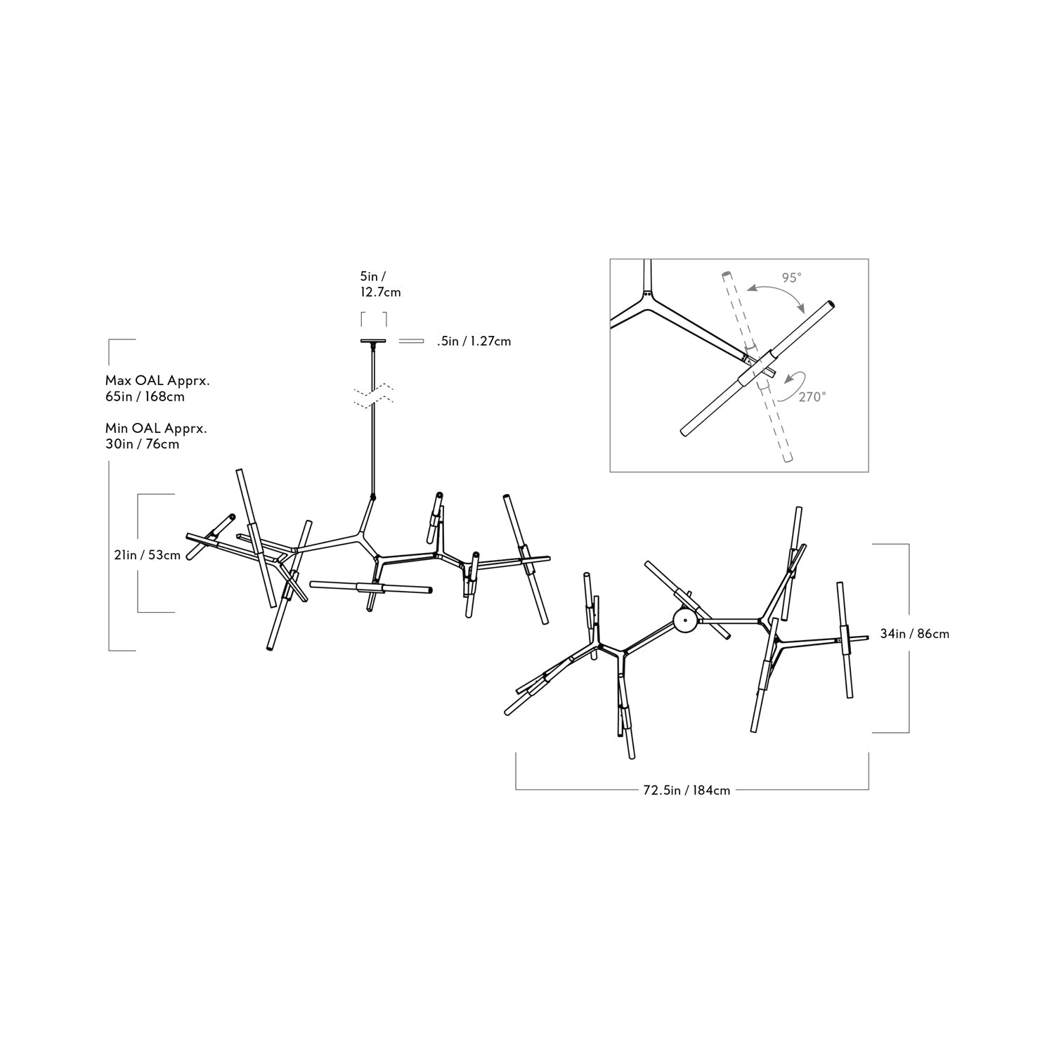 Agnes Chandelier  - line drawing.