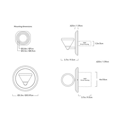 Apollo LED Wall Light - line drawing.