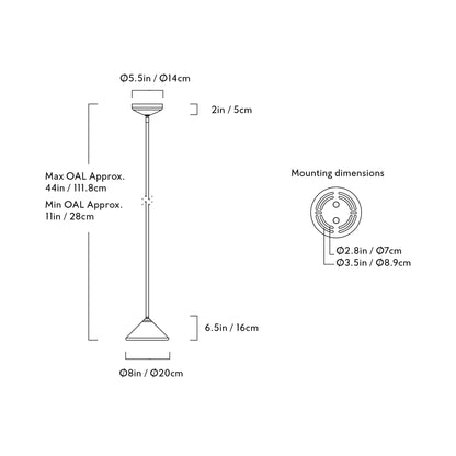 Apollo Stemmed LED Pendant Light - line drawing.