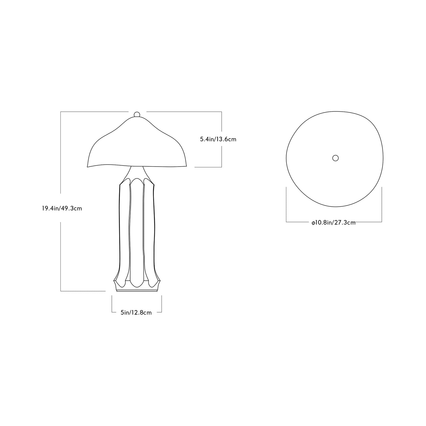 Arbor Slim LED Table Lamp - line drawing.