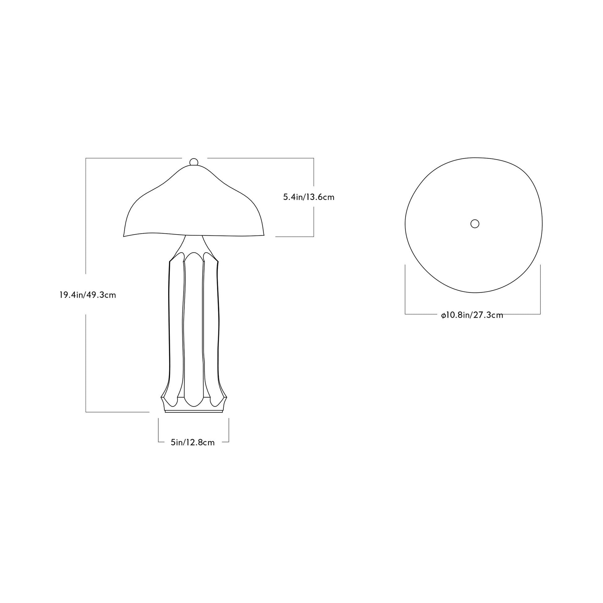 Arbor Slim LED Table Lamp - line drawing.