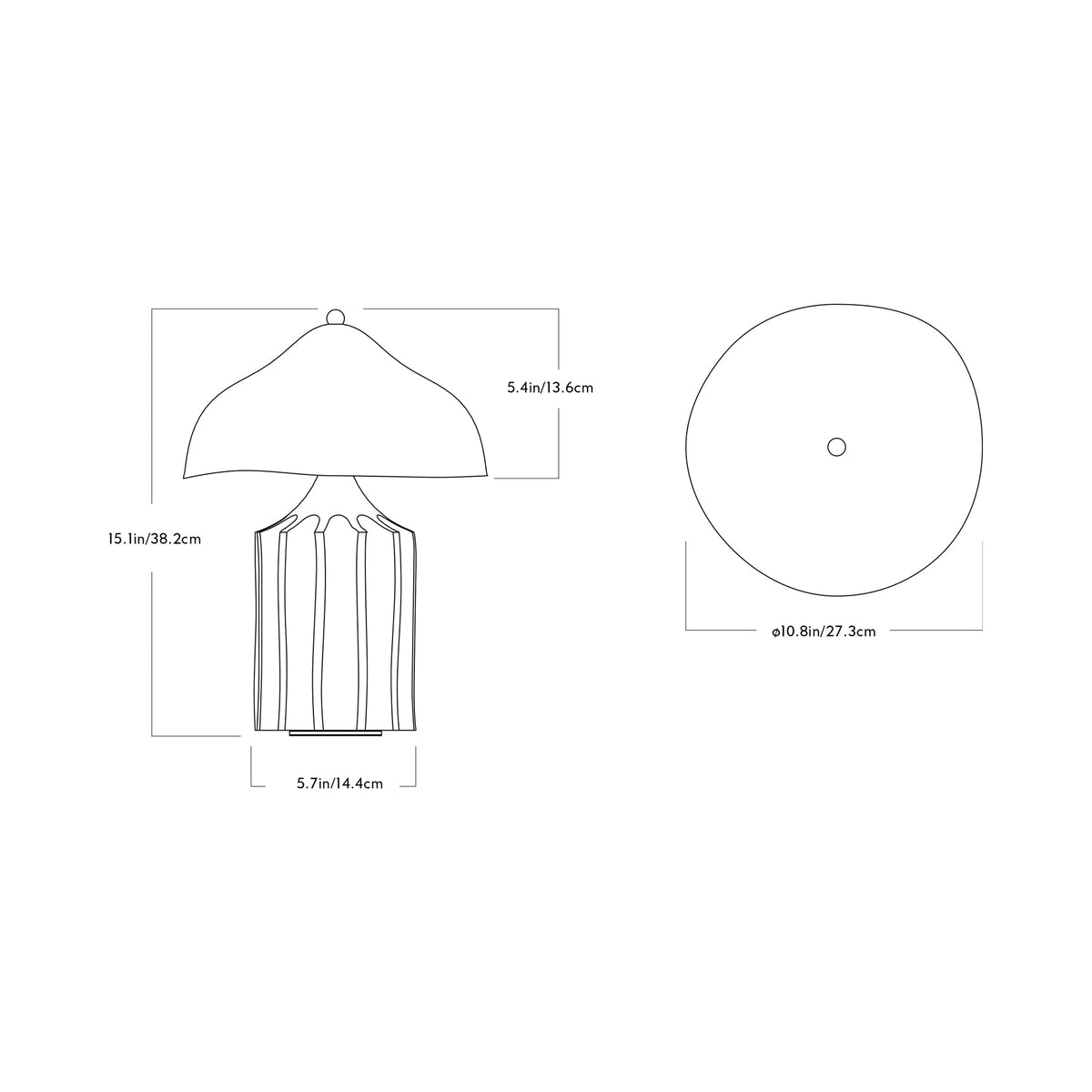 Arbor Squat LED Table Lamp - line drawing.